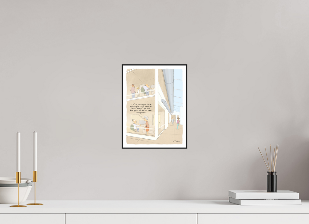 21 x 28 cm, 1.Impression Fine Art sur Alu Dibond. Cadre. Papier aquarelle et marge Dessin N°2