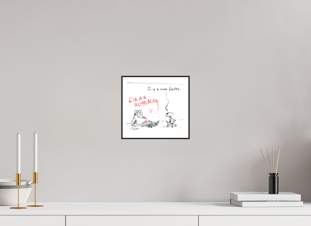 21,9 x 20 cm, 1.Impression Fine Art sur Alu Dibond. Cadre. Papier aquarelle et marge Dessin N°9