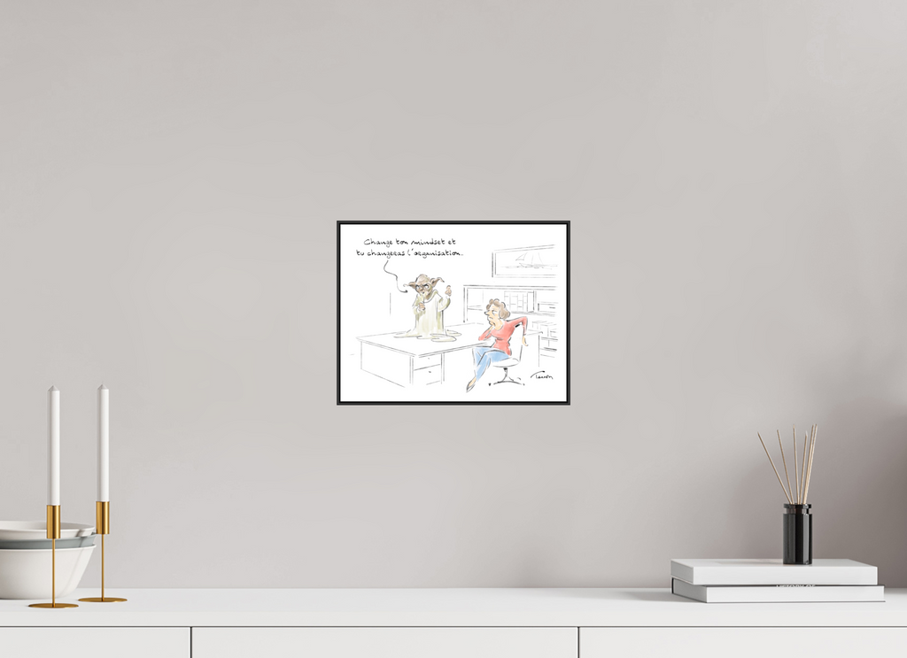 26,1 x 20 cm, 1.Impression Fine Art sur Alu Dibond. Cadre. Papier aquarelle et marge Dessin N°3